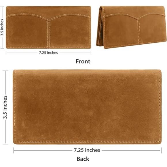 RFID Vintage Look Genuine Leather Long Bifold Wallet Checkbook Wallets for Men - Picture 6 of 8